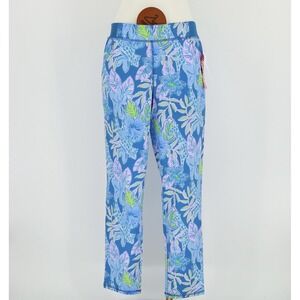 Lilly Pulitzer Run Around Pant Medium UPF 50+ Macaw Blue Tall Me About It NWT